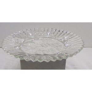 Vintage Pioneer Fruit Pattern Ruffled Federal Glass Clear Serving Bowl EAPG  11”